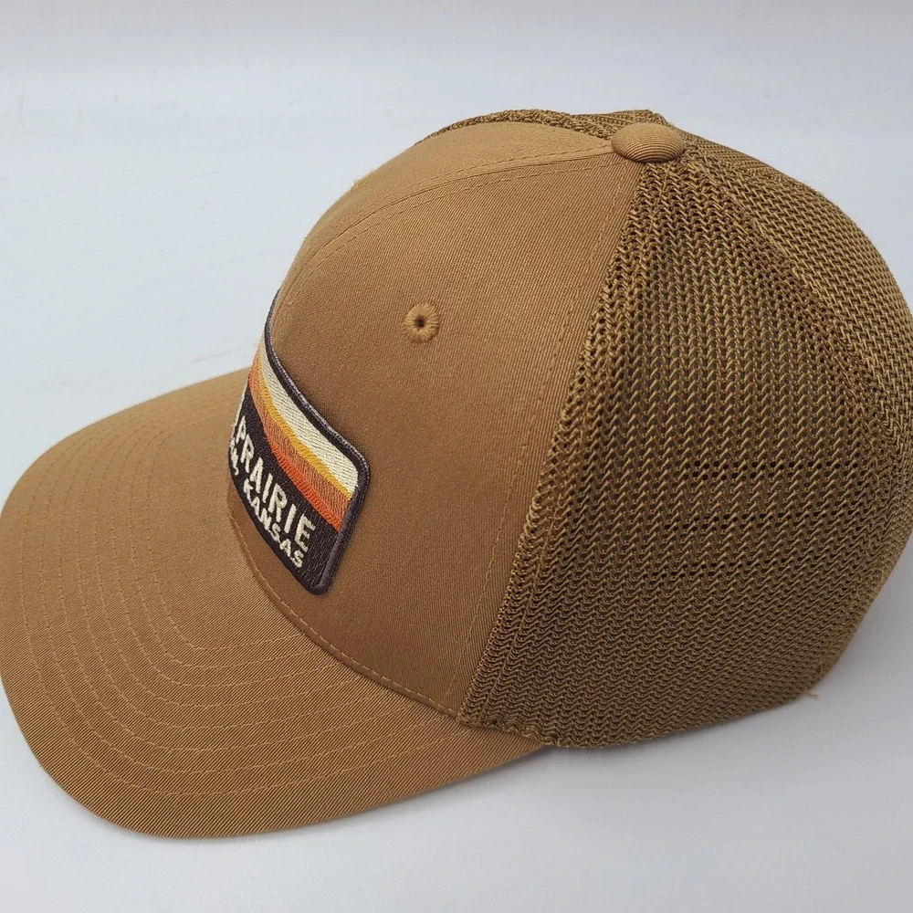 Konza Prairie Hat Fitted (Seems S-M) Mesh Brown Patch Kansas Biological Station